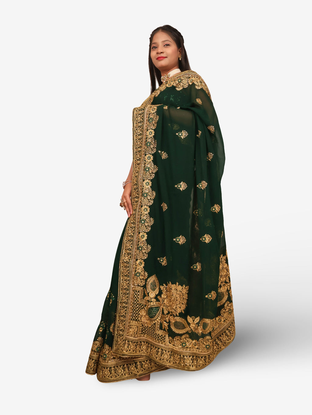 Designer Saree with Embroider & Zari Thread Work by Shreekama