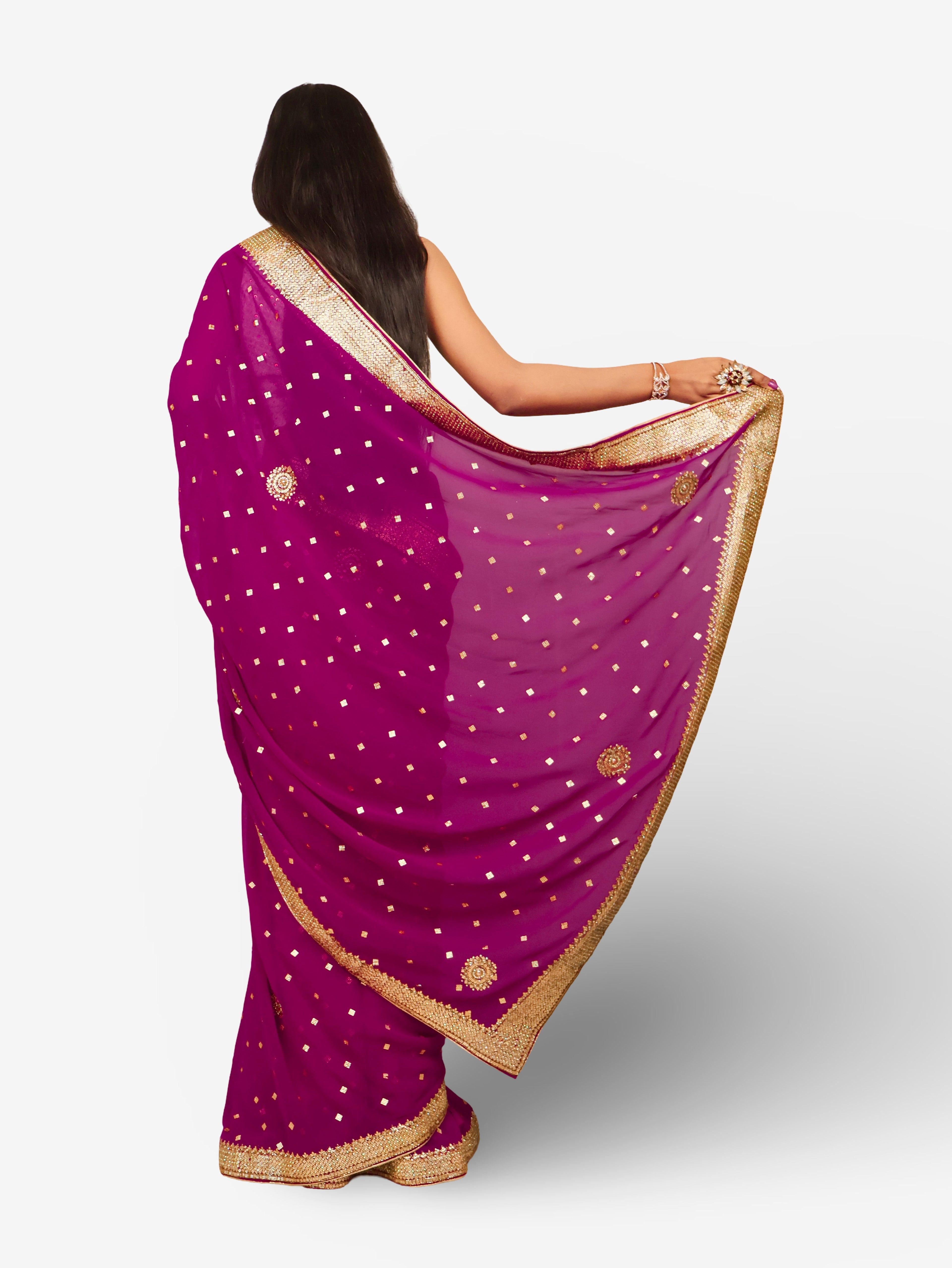 Designer Saree with Cut Dana & Beads by Shreekama