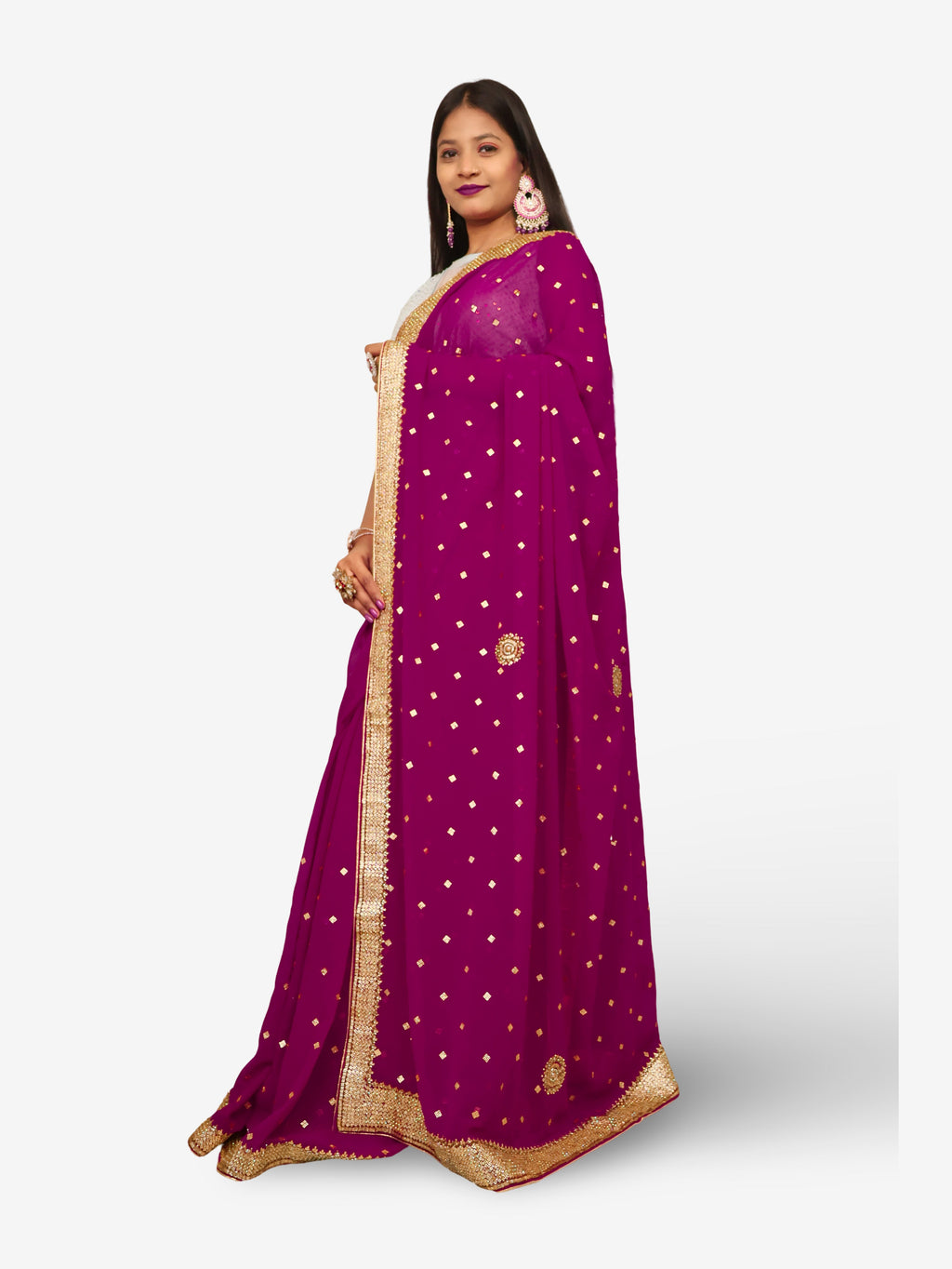 Designer Saree with Cut Dana & Beads by Shreekama