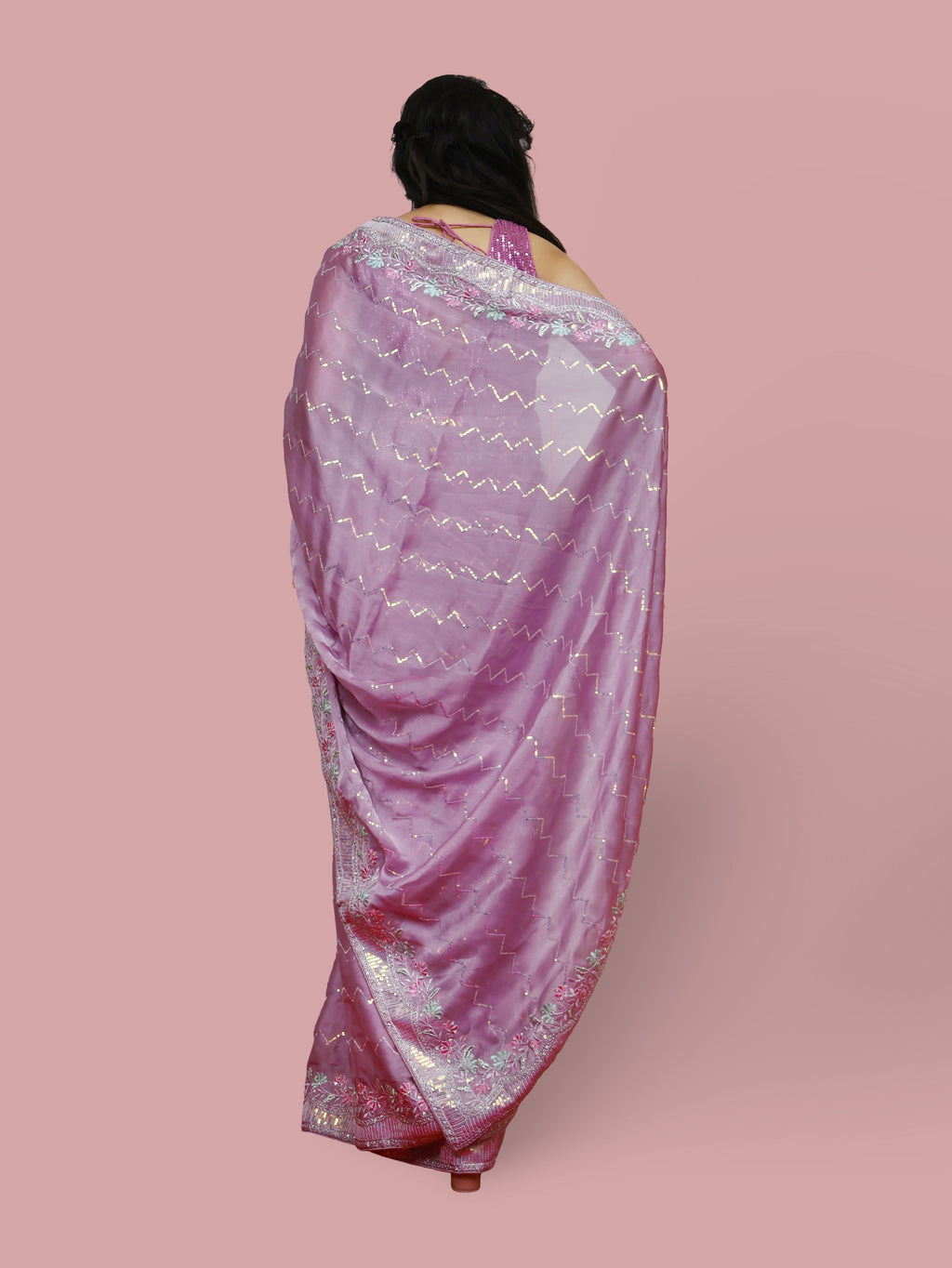 Designer Saree with Embroidery & Zari Thread Work by Shreekama