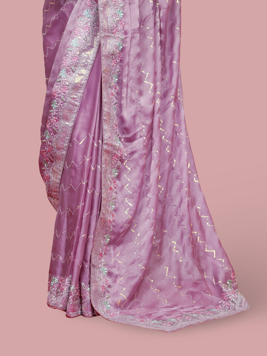 Designer Saree with Embroidery & Zari Thread Work by Shreekama