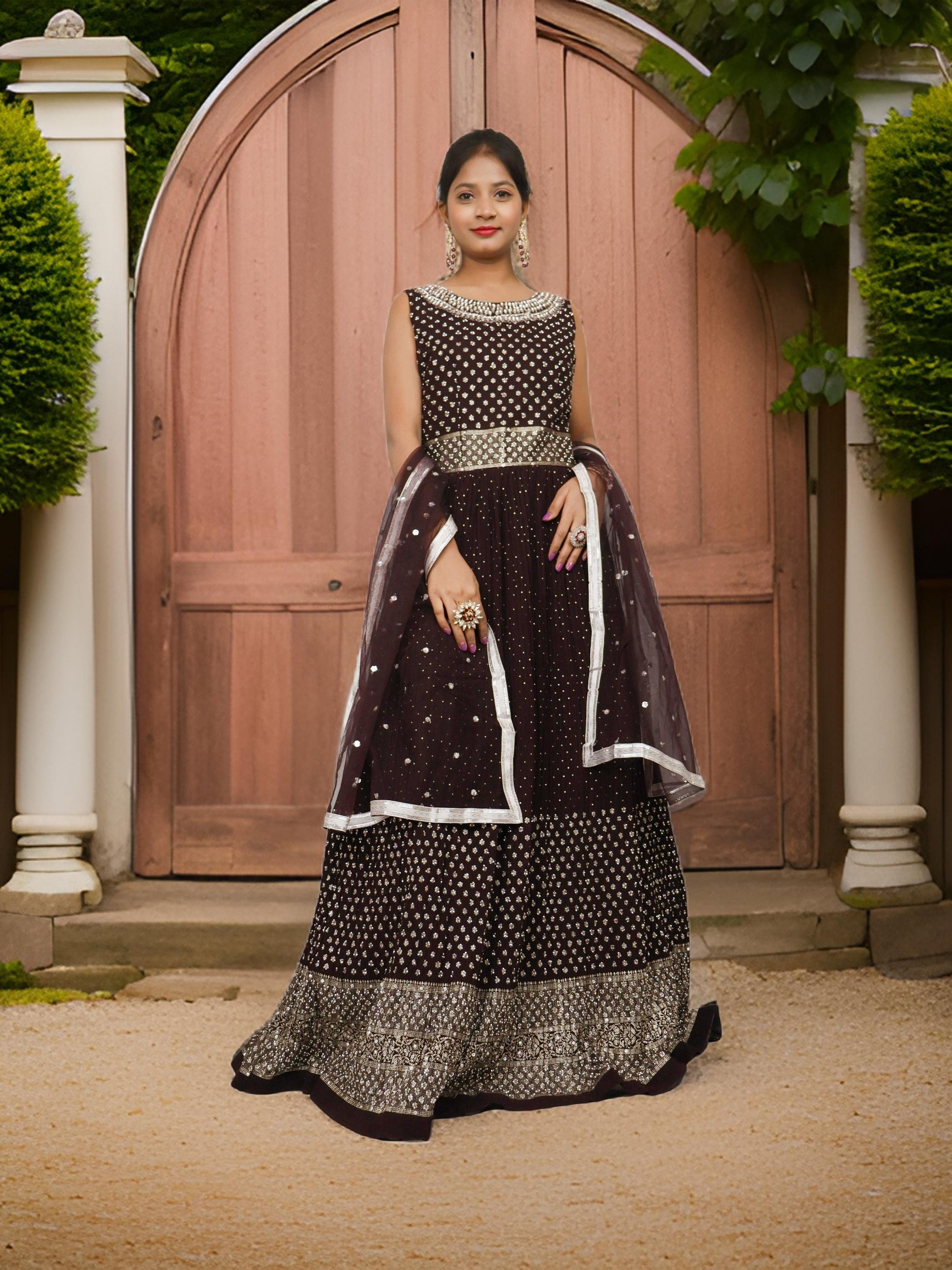 Gown with Stone & Kundan Work by Shreekama