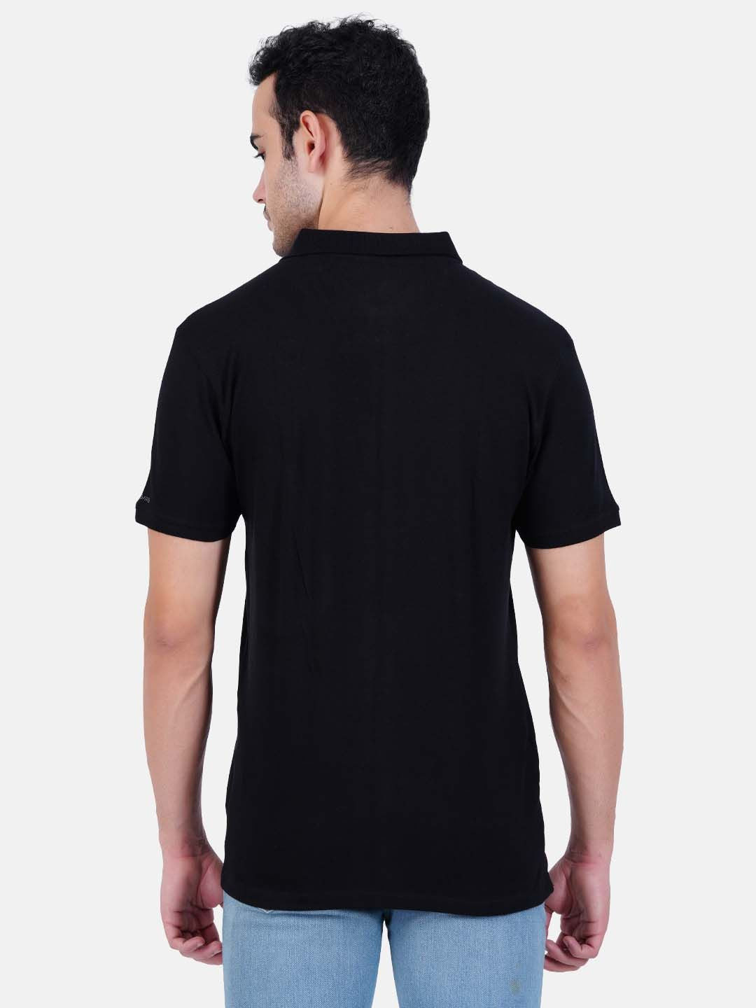 Polo collar Cotton Tshirt for men and women for summer breathable cool soft fine fabric black