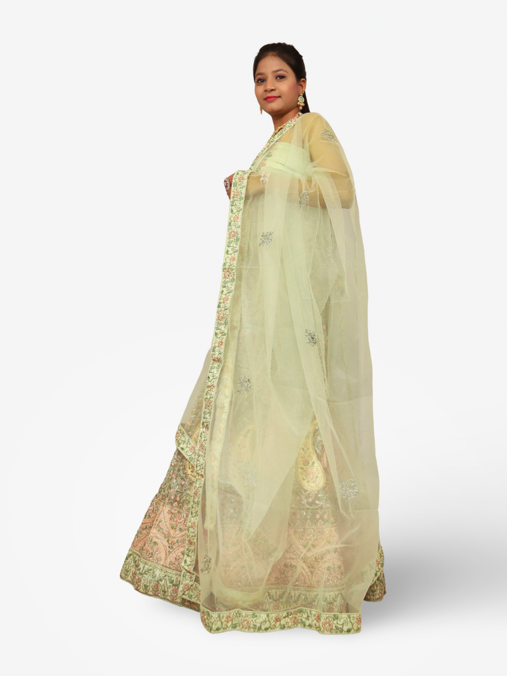 Semi-Stitched Lehenga with Embroidery & Zari Thread Work by Shreekama