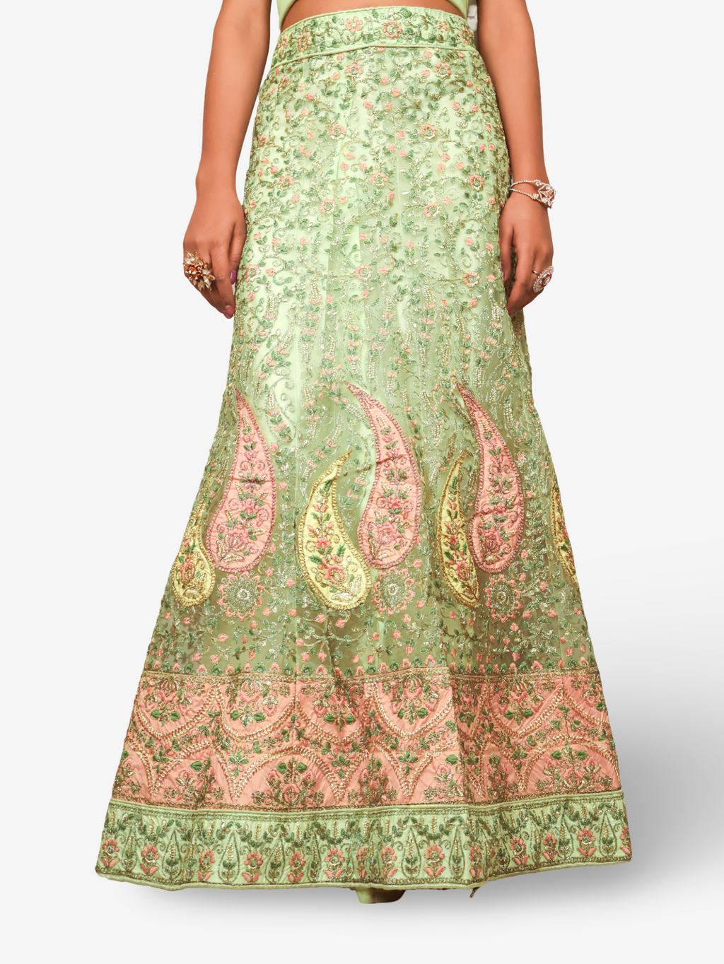 Semi-Stitched Lehenga with Embroidery & Zari Thread Work by Shreekama