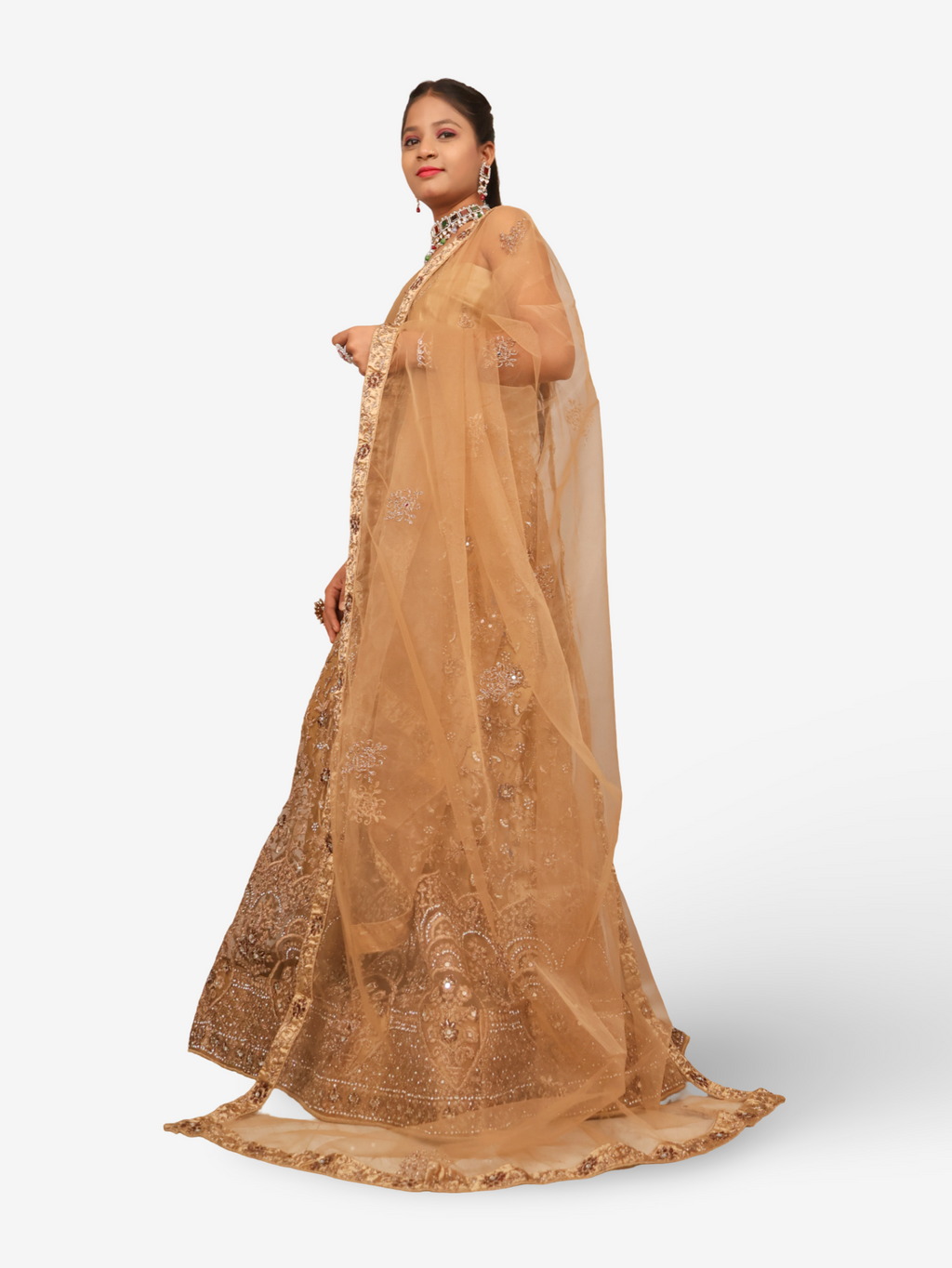 Semi-Stitched Lehenga with Embroidery & Zari Thread Work by Shreekama