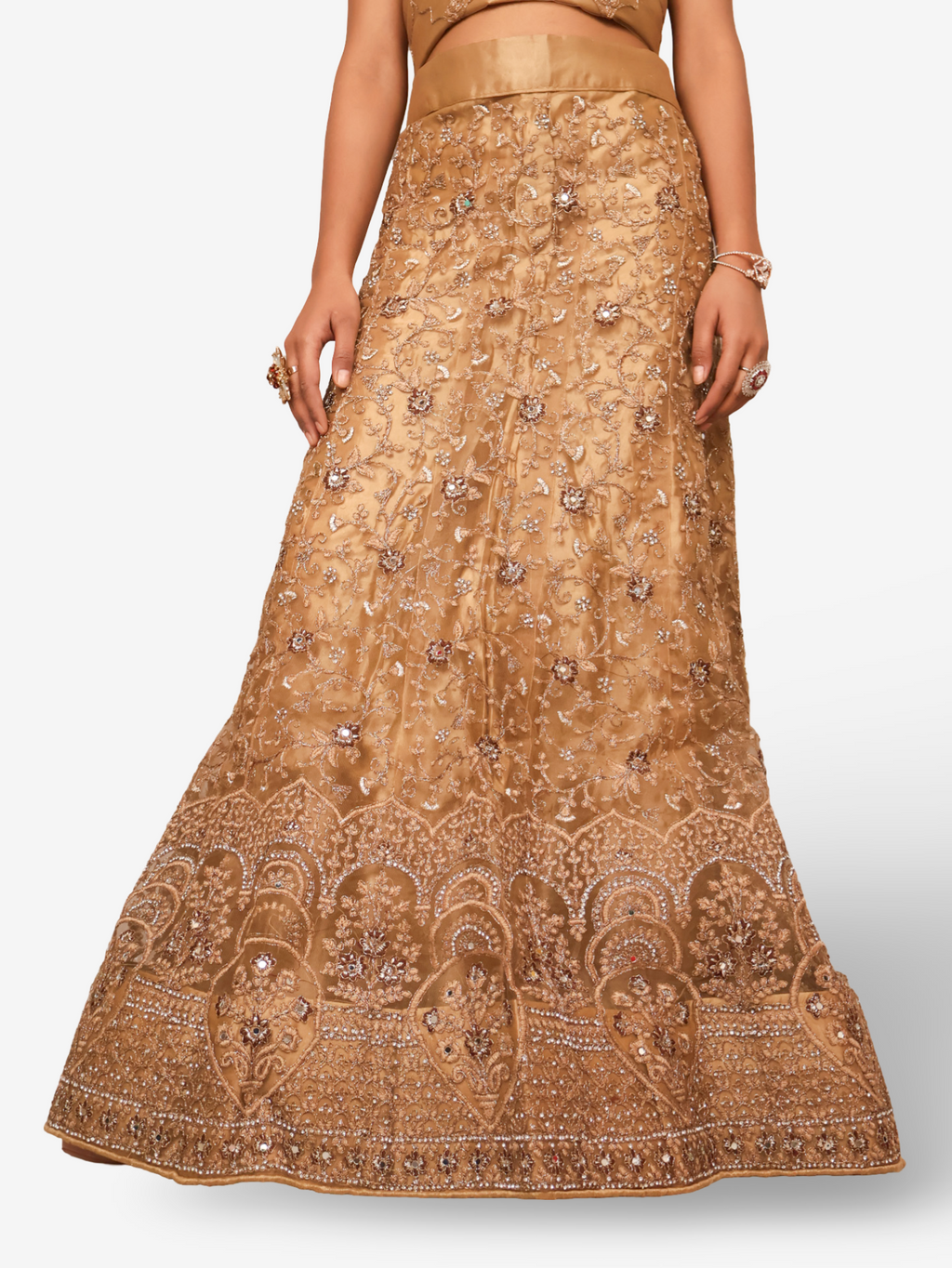 Semi-Stitched Lehenga with Embroidery & Zari Thread Work by Shreekama