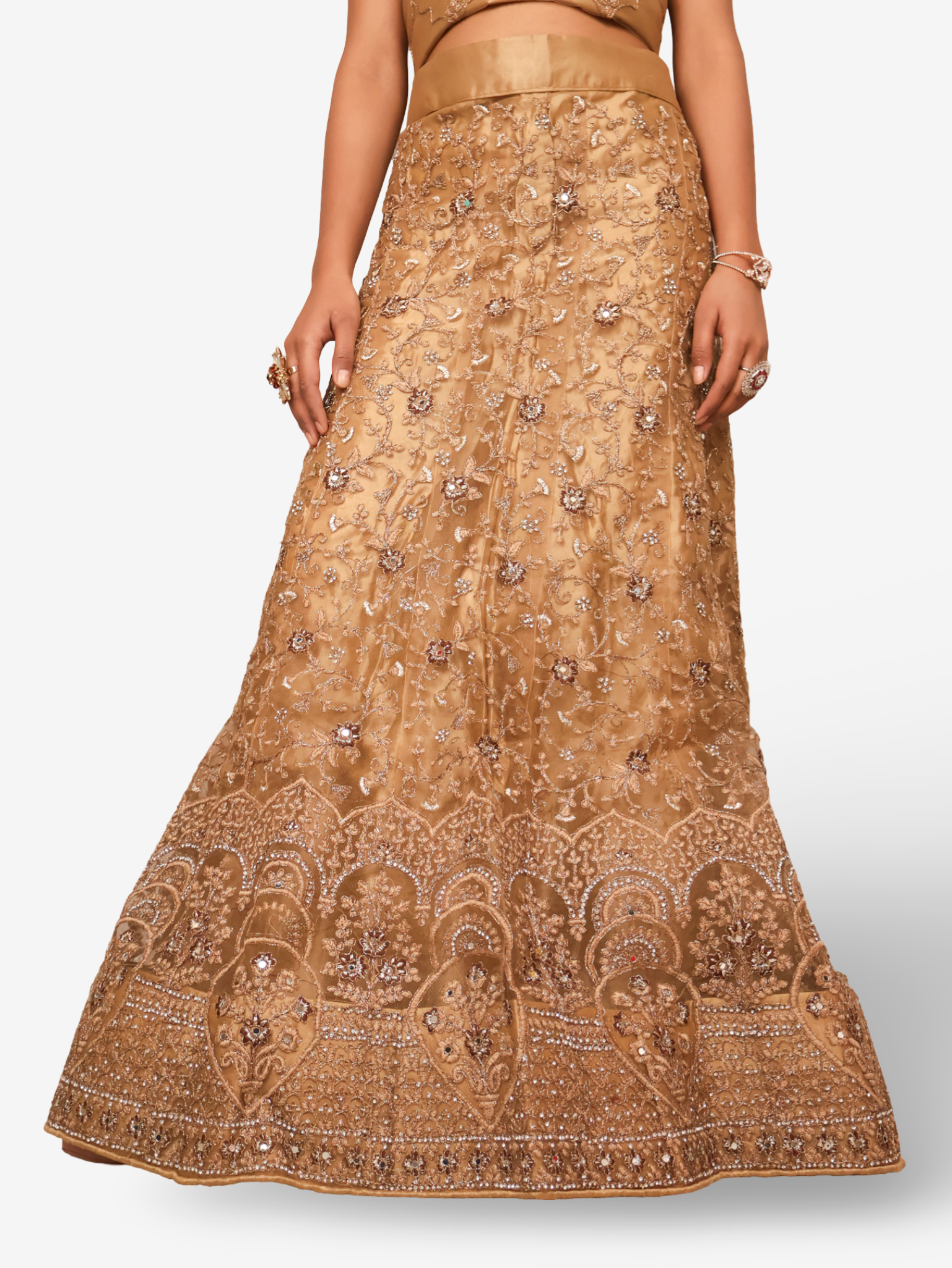 Semi-Stitched Lehenga with Embroidery & Zari Thread Work by Shreekama